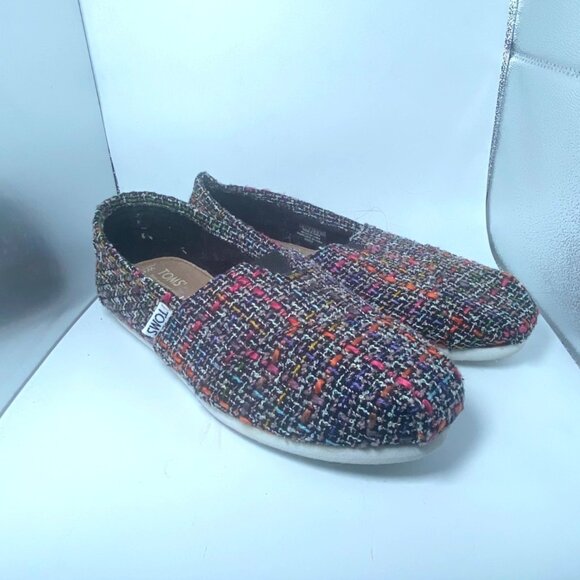 Toms Shoes - Toms Womens Multicolor Tweed Slip-On Shoes Size 6 Casual Loafers